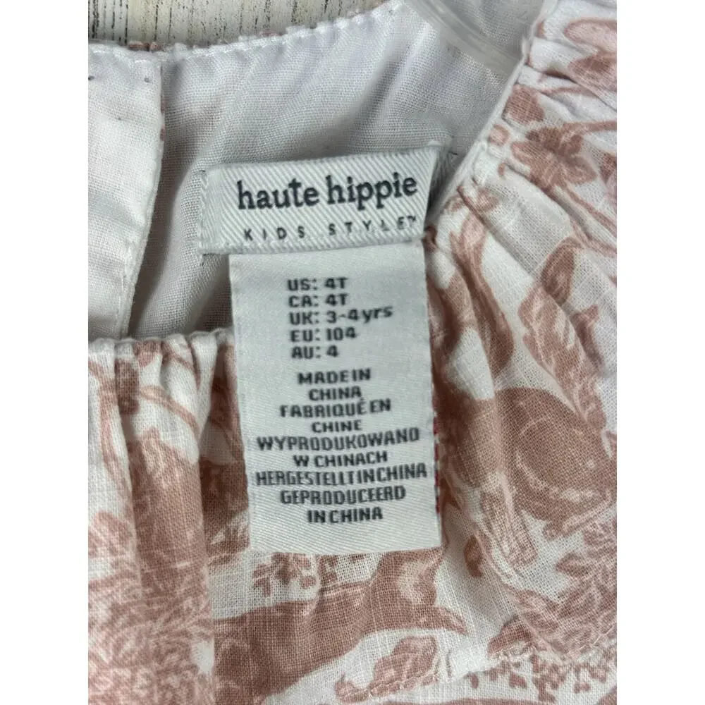 Haute Hippie Girl's 4T Dress Sleeveless Pink Toile Easter Bunny Layered Twirl‎
